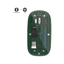 Şeffaf Ultra Hassas Kablosuz Şarjlı Mouse 9 Farklı Renk Dpı Ayarı 100 Saat Üzeri Şarj Süresi Koyu Yeşil 001