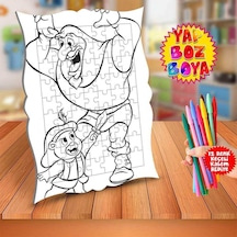 Eğlenen Ayıcık Şövalye Eğitici Boyama Puzzle Tablo Çocuk-477