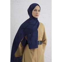 Armine Lyocell Naia Zikzak Desen Şal 1- 02 Lacivert