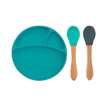 Oioi Silikon Tabak+Bambu Saplı Silikon Kaşık