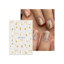 Nailist Floral Çiçekli Seri - Altın Yaldızlı Yapışkan Tırnak Sticker Nail Art Tırnak Dövmesi 84338609