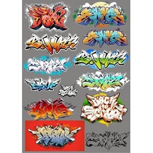 Grafiti Sticker Set 13 Parça Telefon, Tablet, Defter, Laptop Sticker