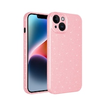 Zore İphone 14 Uyumlu Kamera Korumalı Simli Lüks Nvth Koton Kılıf-pembe