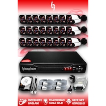 Bayicam 24 Kameralı Panda 24 Dış Kamera Set 250 GB HDD Full HD Gece Görüşlü Güvenlik Kamerası Sistemi