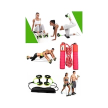 2'li Set Tekerlekli Göbek Eritme Mekik Fitness Kondisyon Egzersiz Spor Aleti Sayaçlı Atlama Ipi