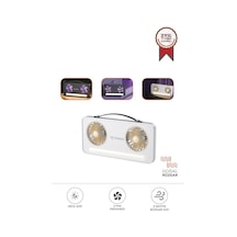 Torima F-23 Beyaz Led Işıklı Çift Fanlı Mini Masaüstü Vantilatör 1200mah Şarjlı Taşınabilir Fan