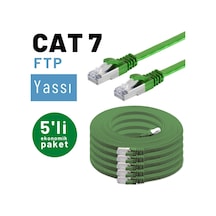 5 adet IRENIS CAT7 Kablo Yassı FTP Ethernet Kablosu, 2 mt Yeşil