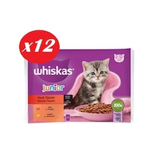 Whiskas Junior Yavru Kedi Sığırlı Tavuklu 4x85 Gr Set 12'li