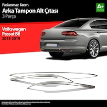 Vw Passat B8 Krom Arka Tampon Alt Çıtası 3 Parça 2015 2016 2017 2018 2019