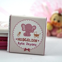 Dark Brown Hoşgeldin Kız Bebek Çikolatası İsim Yazılabilen Hediye Çikolata KBK15 72 Adet
