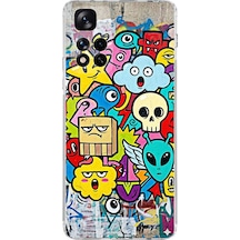 Xiaomi Redmi Note 11 Pro Plus 5g İle Uyumlu Grafiti Doodle Tasarımlı Şeffaf Kılıf Şeffaf