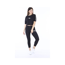 Kadın-Alt-Üst T-Shirt Takım, Rahat Kesim-3821 Siyah