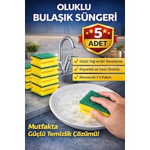 Lusil Oluklu Bulaşık Süngeri 5'li 1 Paket Güçlü Yağ Ve Kir Temizleyici Çift Katmanlı Mutfak Süngeri