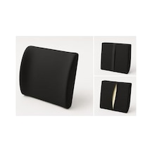 Ergonomik Bel Destek Yastığı, Siyah, 35x34x12 Cm, Yıkanabilir Kılıf, Ayarlanabilir Kemer, Ofis Ve Araba İçin Ahşap