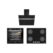 Simfer 8 Fonksiyon Siyah Multi Turbo Dijital 3'lü Ankastre Set (7381 Fırın + 3653 Ocak + 8611 Davlumbaz)