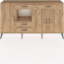 Arges Konsol 4 Raflı 4 Çekmeceli 3 Kapaklı 176x30x99 Çam-çam Atlas Çam - Atlas Çam