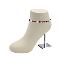 Karışık Renk Kristal Taş Kadın Makreme Örgü Halhal Çok Renkli