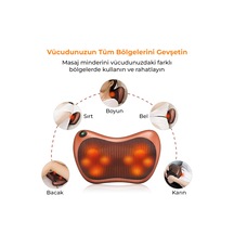 Shiatsu Boyun Ve Sırt Masaj Yastığı Isıtmalı 8 Döner Masaj Başlığı Ev, Ofis Ve Araç Kullanımı Araç Çakmak Girişli