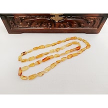 Kehribar Yetişkin Kolye 70 Cm Uzunluğunda-15.8 Gr Sarı - Turuncu
