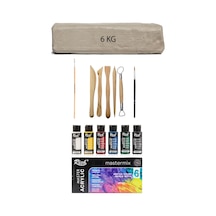 Beyaz Seramik Hamuru 6 Kg Rich Master Mix Akrilik Set Ana Renkler 6lı 60cc Ebeşuar Seti Seramik Seti Çok Renkli