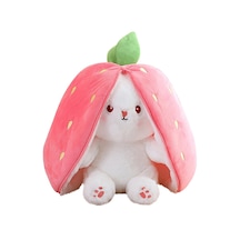 Yaklaşık 15-18 Cm S-strawberry Rabbit-2in1 Çilek Tavşan Peluş Oyuncak Yumuşak Çevirme Havuç To Bunny Cosplay Yastık Sev