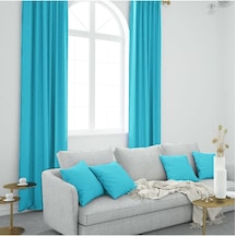 Turkuaz Ada Fon Perde Pilesiz Extraforlu Düz Dikim Büzgü Pile-turkuaz Turkuaz