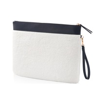 The Mia Peluş Clutch Çanta Beyaz 26x33 CM Beyaz