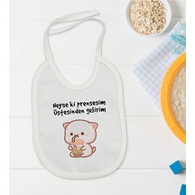BK Kids Prensesim Üstesinden Gelirim Tasarımlı Beyaz Bebek Mama Ö Beyaz