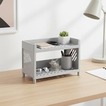 Çok Amaçlı 2 Katlı Organizer Raf Gri Plastik Düzenleyici Stand Banyo, Mutfak, Masaüstü Ve Ofis İçin 25 X 18 Cm