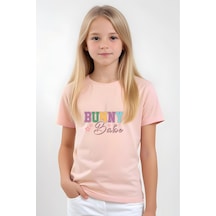 Panios Kids Bunny Baskılı Kız Çocuk Kısa Kollu T-shirt Somon