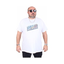 Moc Grande Mocgrande Erkek Büyük Beden Sıfır Yaka Tişört Sport 25162 Beyaz Beyaz