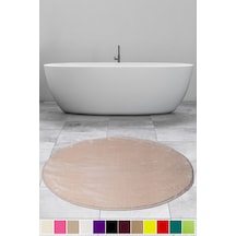 Elite Vizon 120x120 Cm Yuvarlak Peluş Banyo Halısı Kaymaz Taban Vizon