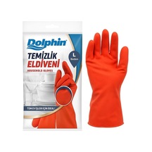 Dolphin Temizlik Eldiveni Kırmızı L Beden 1 Çift 12'li Paket