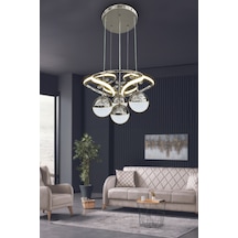 Dron 3 Renk Modern Sarkıt 4 Toplu Led Avize Powerled Ledli Avize - - Kumandasız / Krom Krom
