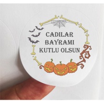48 Adet 4 Cm Hallowen Cadılar Bayramı Baskılı Mat Etiket Sticker -10