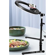 Masaüstü 10 İnç 26 Cm Led Işıklı Ürün Takı Yemek Çekim Standı Tik
