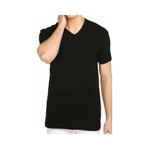 Tutku Kit İç Giyim Ribana Pamuklu Penye 5'li Paket V Yaka Erkek Atlet Siyah