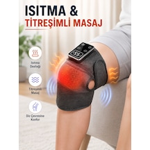 Dijital Ekranlı Isıtmalı Diz Masaj Aleti Ayarlanabilir Titreşimli Şarjlı Masaj Cihazı - Lisinya Gri