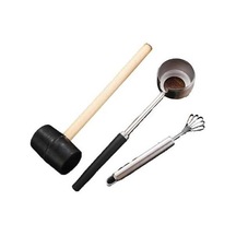 Uçak Gemisi Paslanmaz Çelik Hindistan Cevizi Açma Seti - 3 Parça Siyah