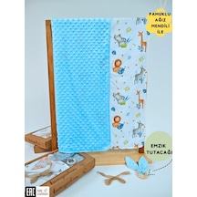 Nohut Desenli %100 Pamuklu Çift Katlı Bebek Battaniyesi 85x85 Cm Kız/erkek Kundak & Mevsimlik Örtü Mavi