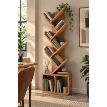 Sulorahome Yaprak Tasarım Eğimli Kitaplık Kahverengi 45x132 Cm
