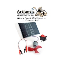 Güneş Paneli Mini Motor Ve Pervane Seti 1 Paket Güneş Paneli Solar Panel Deney Seti Anahtar Krokodil Kablo