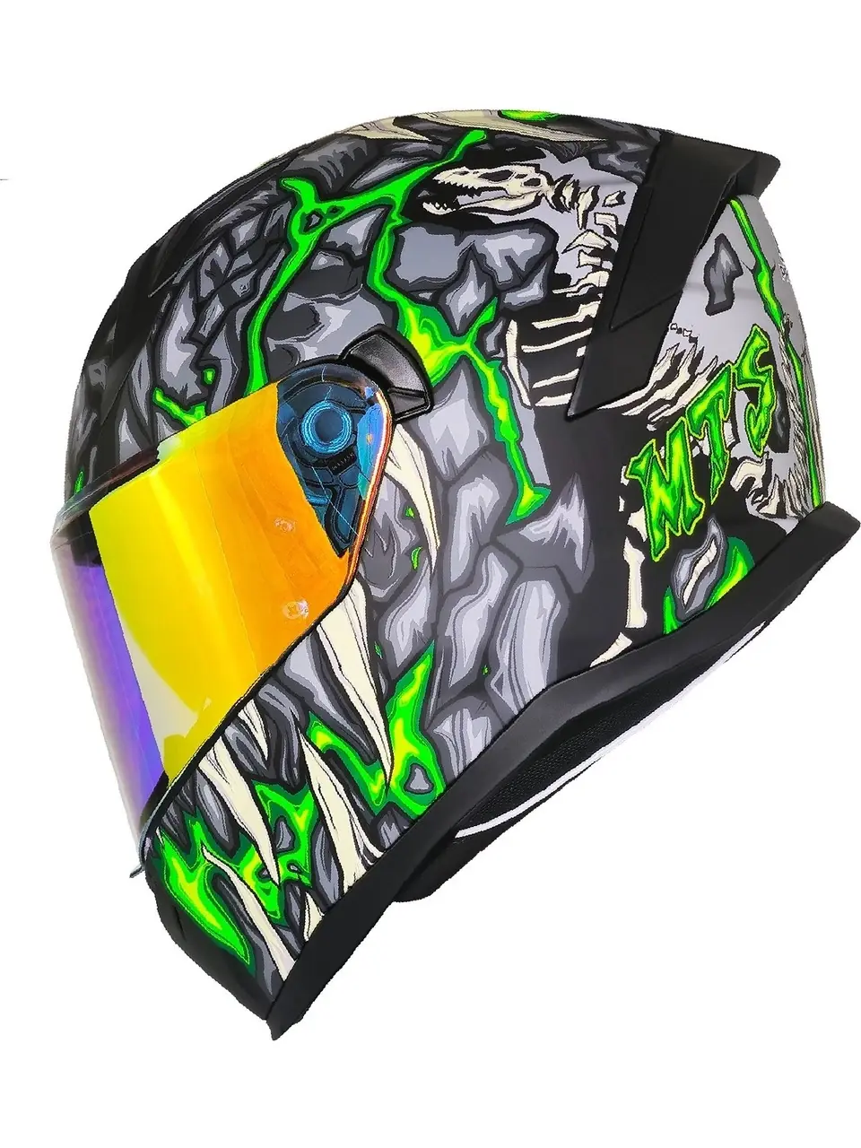 Mts M-910 Skull Güneş Vizörlü Dot/Ce Onaylı Full Face Motosiklet Kaskı Çok Renkli
