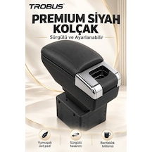 Trobus Mazda 2 2003-2014 Uyumlu Premium Siyah Sürgülü Ayarlanabilir Ayaklı Kolçak Kol Dayama