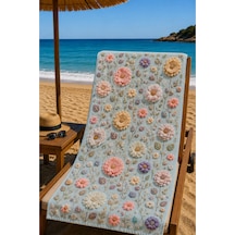 Plaj Havlusu Ss-26 Koleksiyonu Premium Özel Tasarım Hızlı Kuruyan Mikrofiber Havlu 75x150 Cm Lacivert
