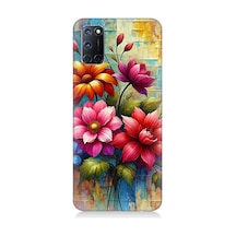 Oppo A92 Uyumlu Renkli Bahar Çiçek Patlaması Desenli Silikon Kılıf Çok Renkli