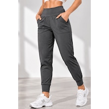 Genius Store Kadın Eşofman Yüksek Bel Jogger Scuba Kumaş Cepli Rahat Kesim Jogger Eşofman Altı Füme