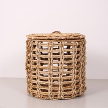 Side Doğal Abaka 33x33 Cm Kapaklı Çamaşır Ve Dekorasyon Sepeti Bej