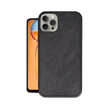 Apple İphone 15 Pro Kılıf Aras Deri Kapak - Siyah