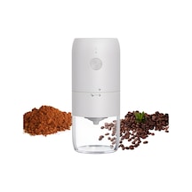 Hangfox Beyaz Taş Evrensel Fincan Kahve Değirmeni - Seramik Öğün Ayarı, Şeffaf Cam Depo, Type-c Şarj, Akıllı Direnc Tespiti, Tamamen Çözülebilir Beyaz